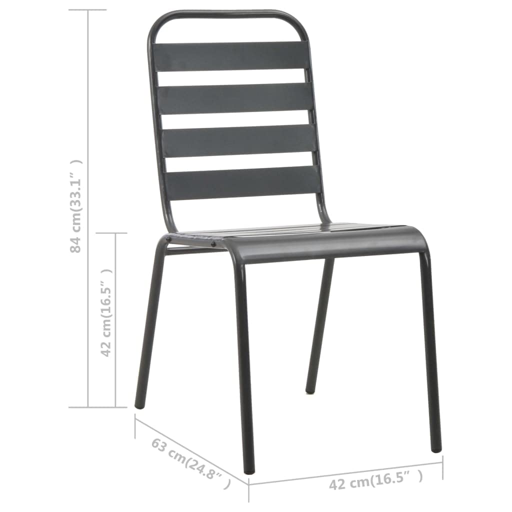 Stackable Patio Chairs Set of 2 Steel Gray T741886