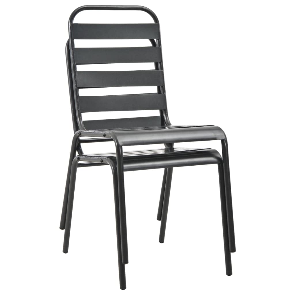 Stackable Patio Chairs Set of 2 Steel Gray T741886