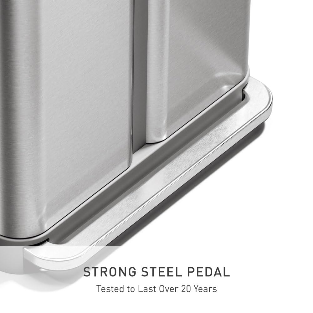 58L Dual Compartment Brushed Stainless Steel Kitchen Trash Can S772921