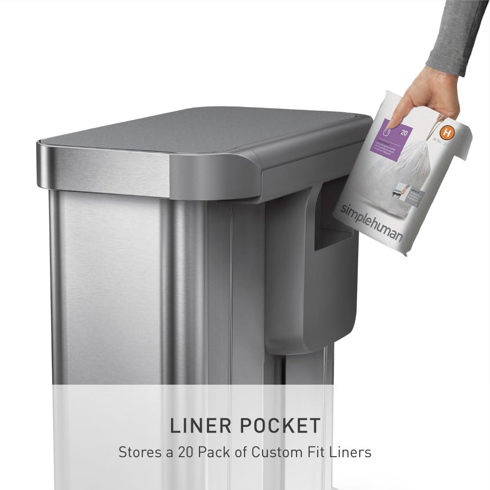58L Dual Compartment Brushed Stainless Steel Kitchen Trash Can S772921