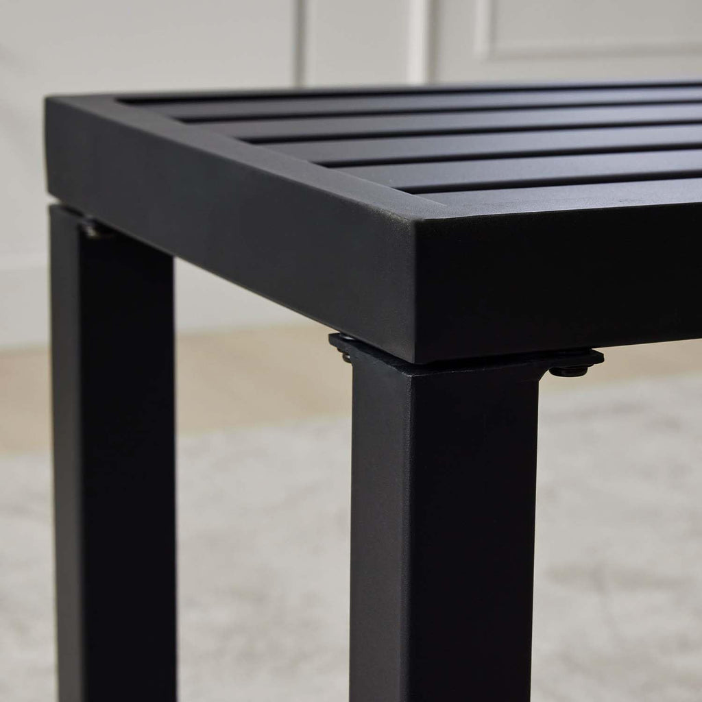 Black Metal Backless Outdoor Bench Q1235