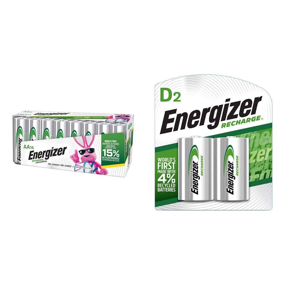 AA and D Rechargeable Batteries 18 Count Q249