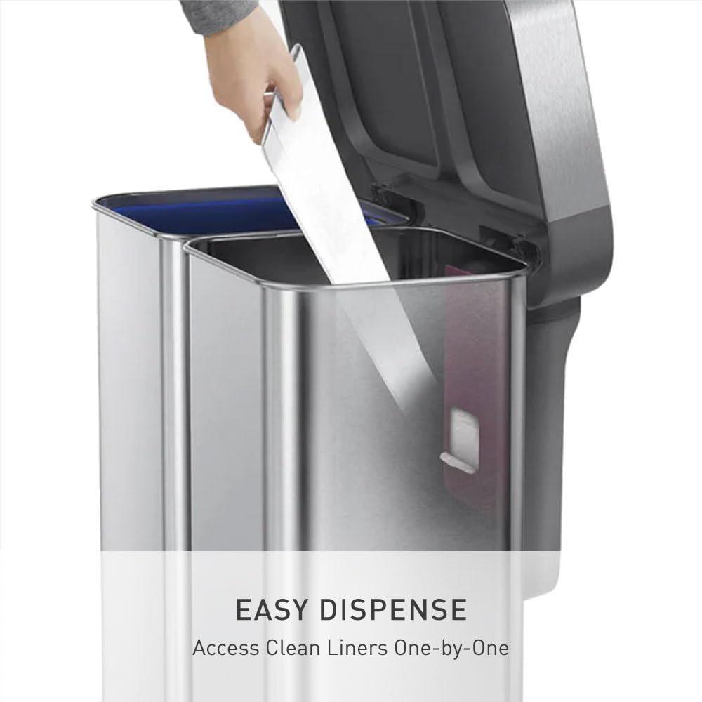 58L Dual Compartment Brushed Stainless Steel Kitchen Trash Can S772921