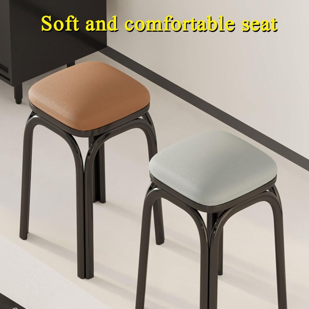 Light Grey Square Stacking Stools with Steel Legs J304318