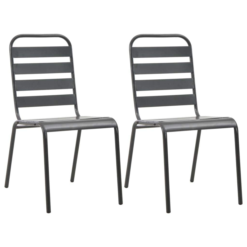 Stackable Patio Chairs Set of 2 Steel Gray T741886