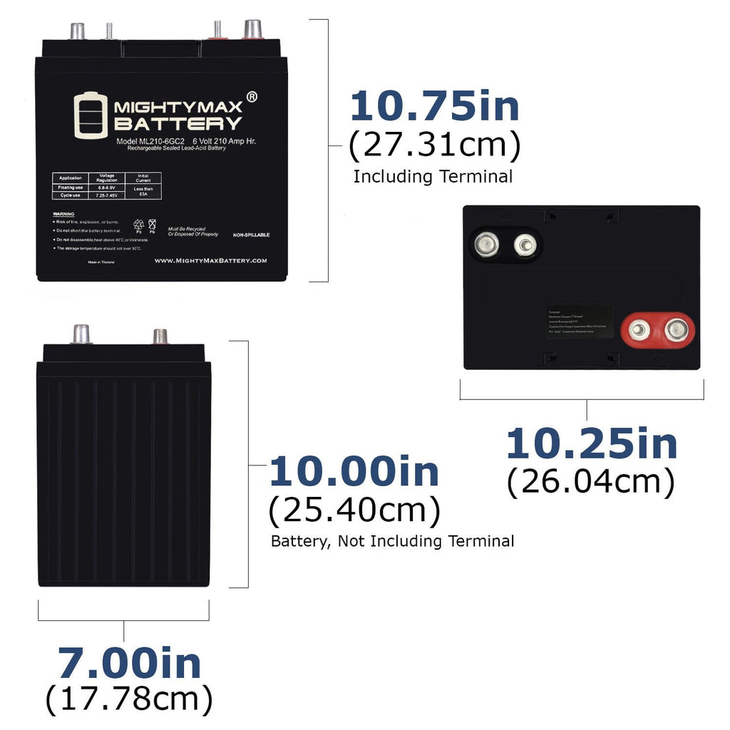 6V 210AH Dual Terminal SLA Replacement Battery 4 Pack D603072