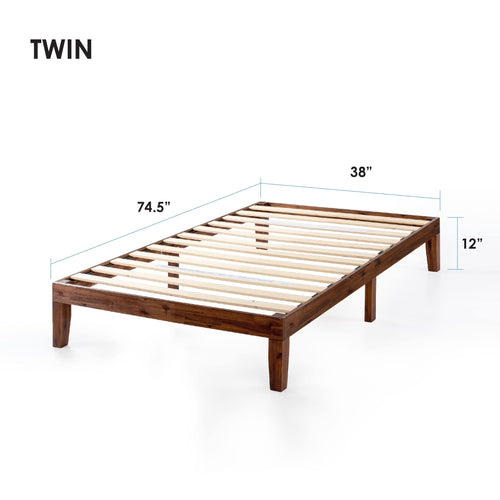 12-Inch Solid Wood Platform Bed, Twin, Espresso O92211