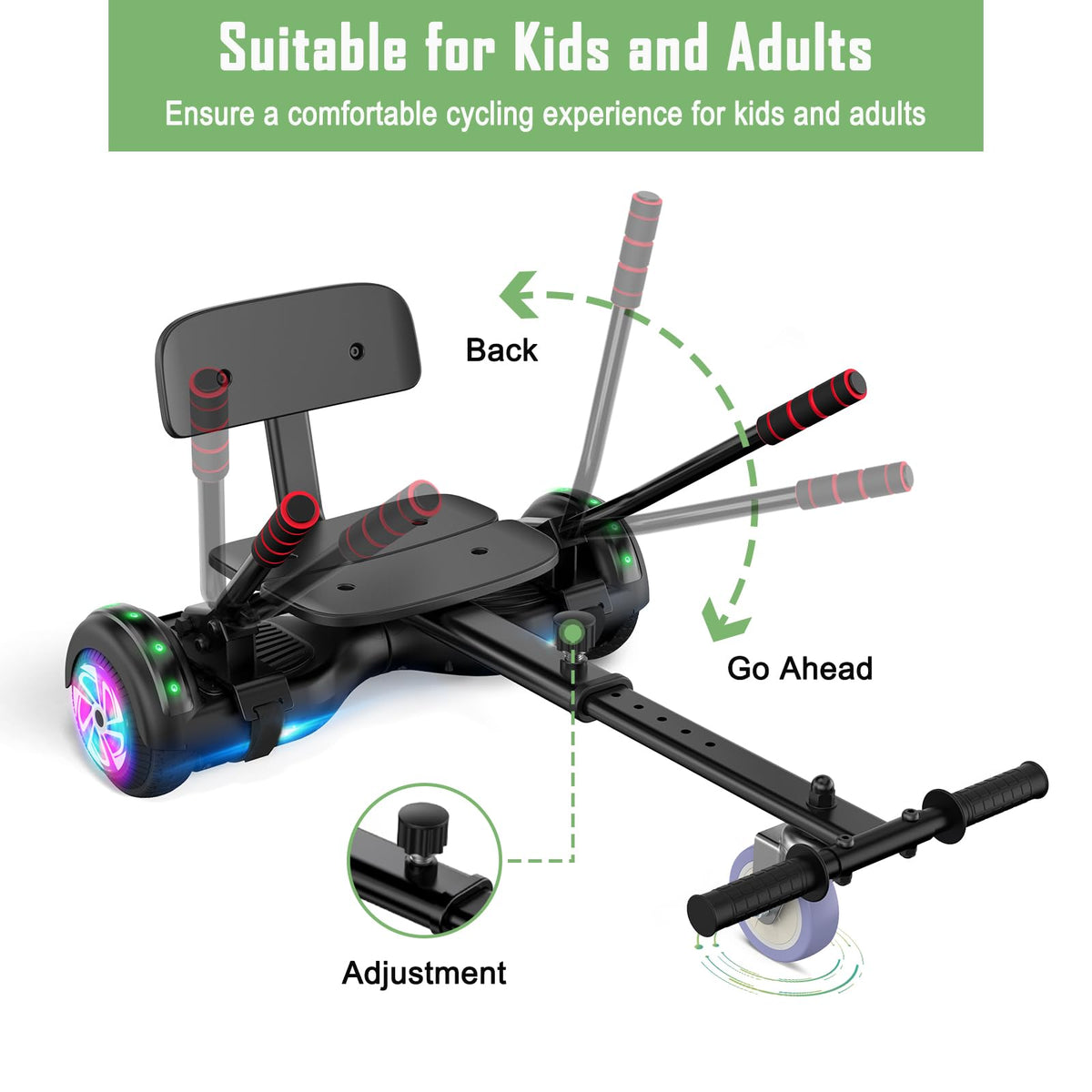 CBD Scooter with LED Lights, 6.5" Wheels, Dual 300W Motor R725