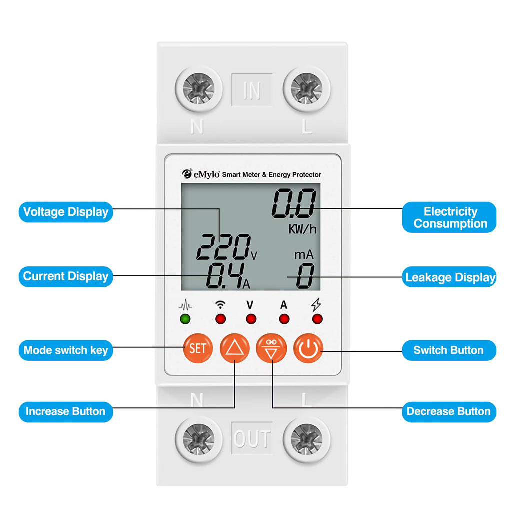 63A Single-Phase WiFi Energy Meter with LCD G217