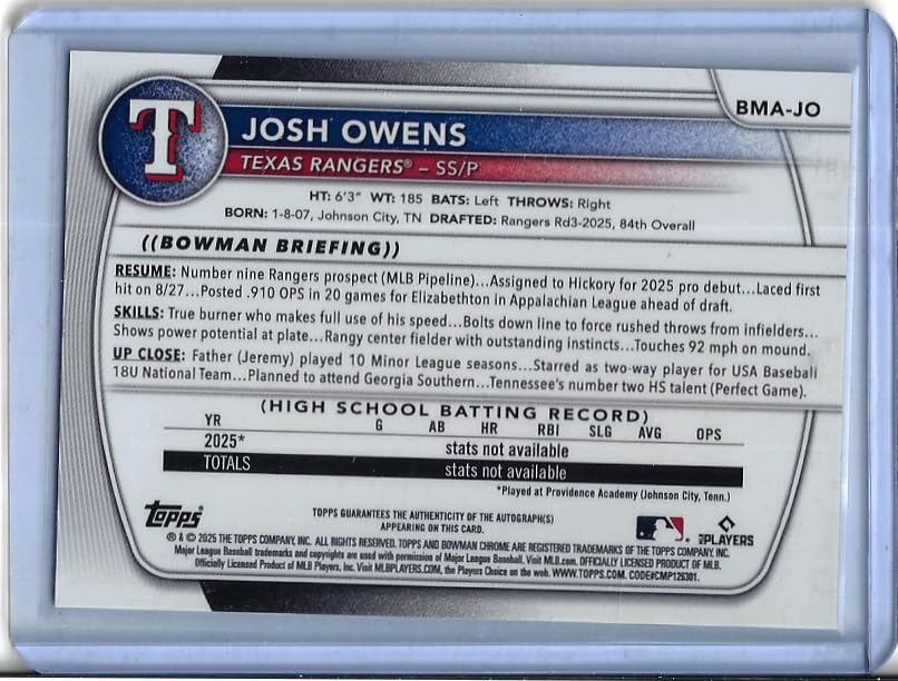 Autographed Baseball Card B11842
