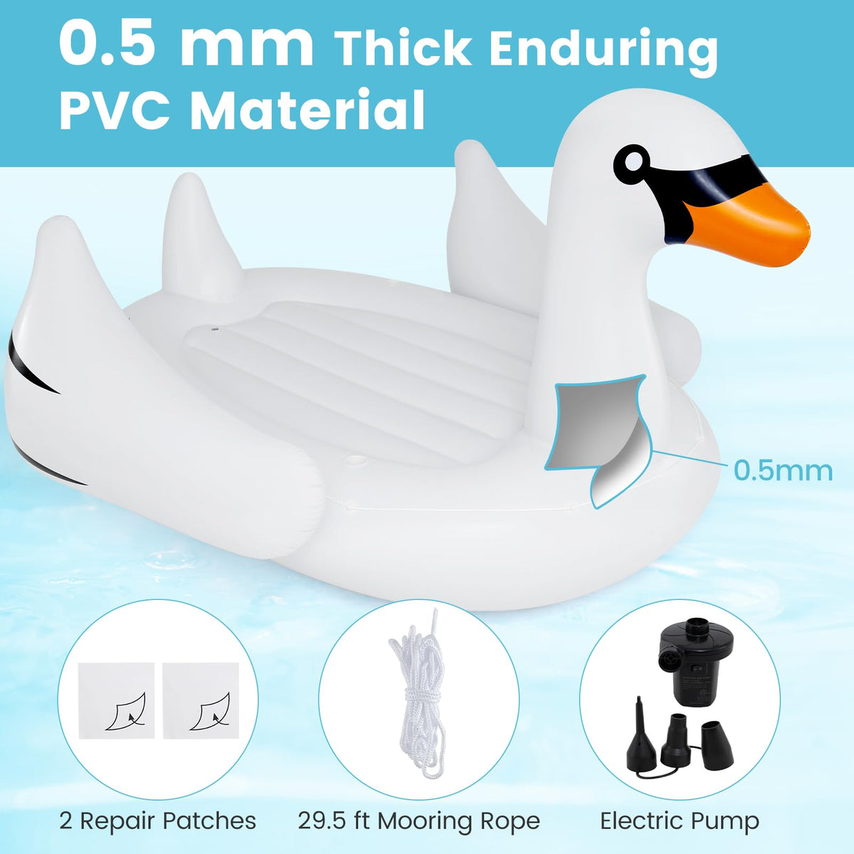 4-Person Inflatable Pool Float with Cup Holders D135488