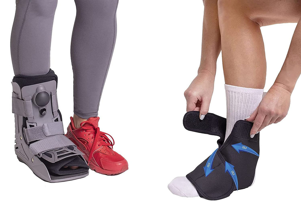 Ultra Light Short Full Shell Walking Boot + Ankle & Foot Reusable Ice Pack I2983
