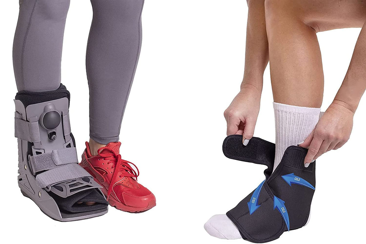 Ultra Light Short Full Shell Walking Boot + Ankle & Foot Reusable Ice Pack I2983