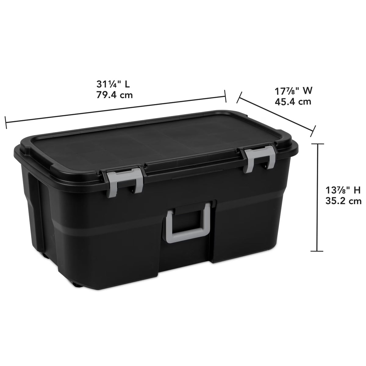 22 Gallon Black Wheeled Plastic Storage Trunk O4649
