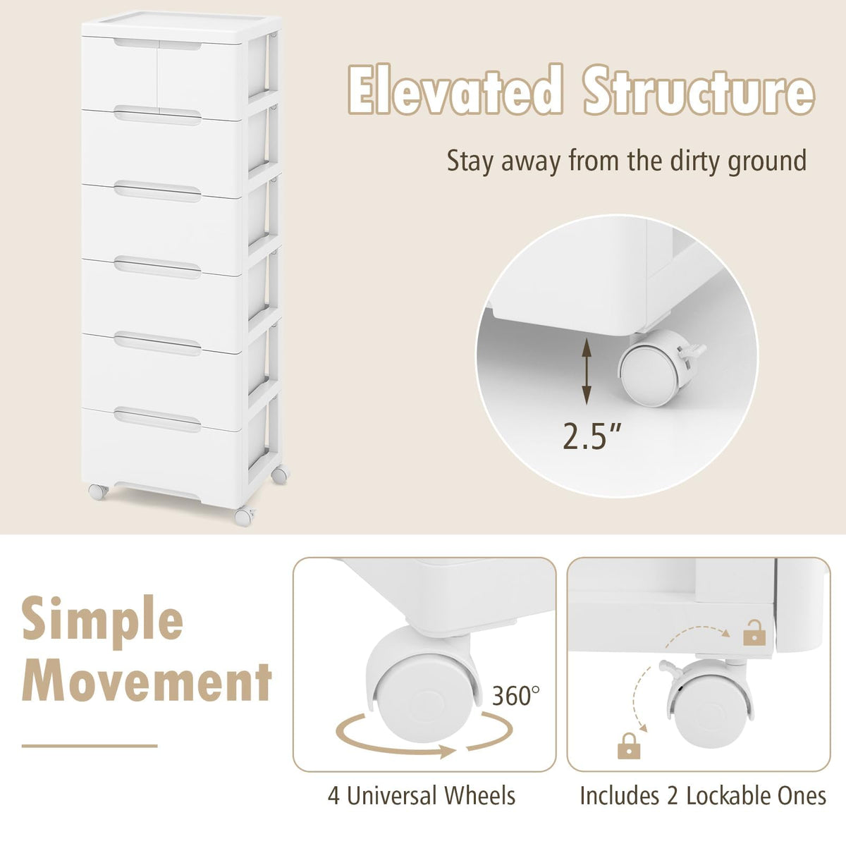 Storage Cabinet with 6 Plastic Drawers J7841
