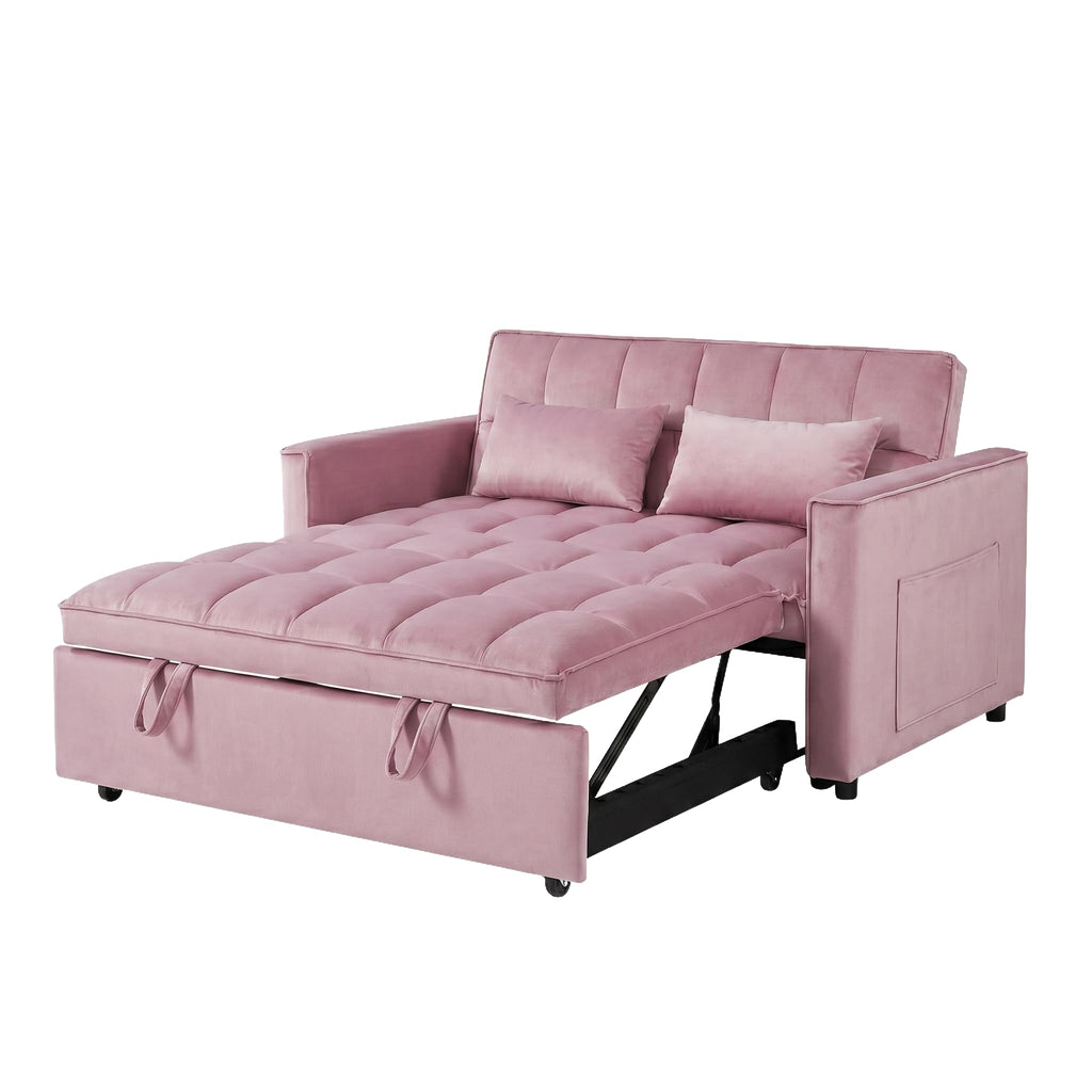 Pink Velvet Convertible Sleeper Sofa Bed Z4761