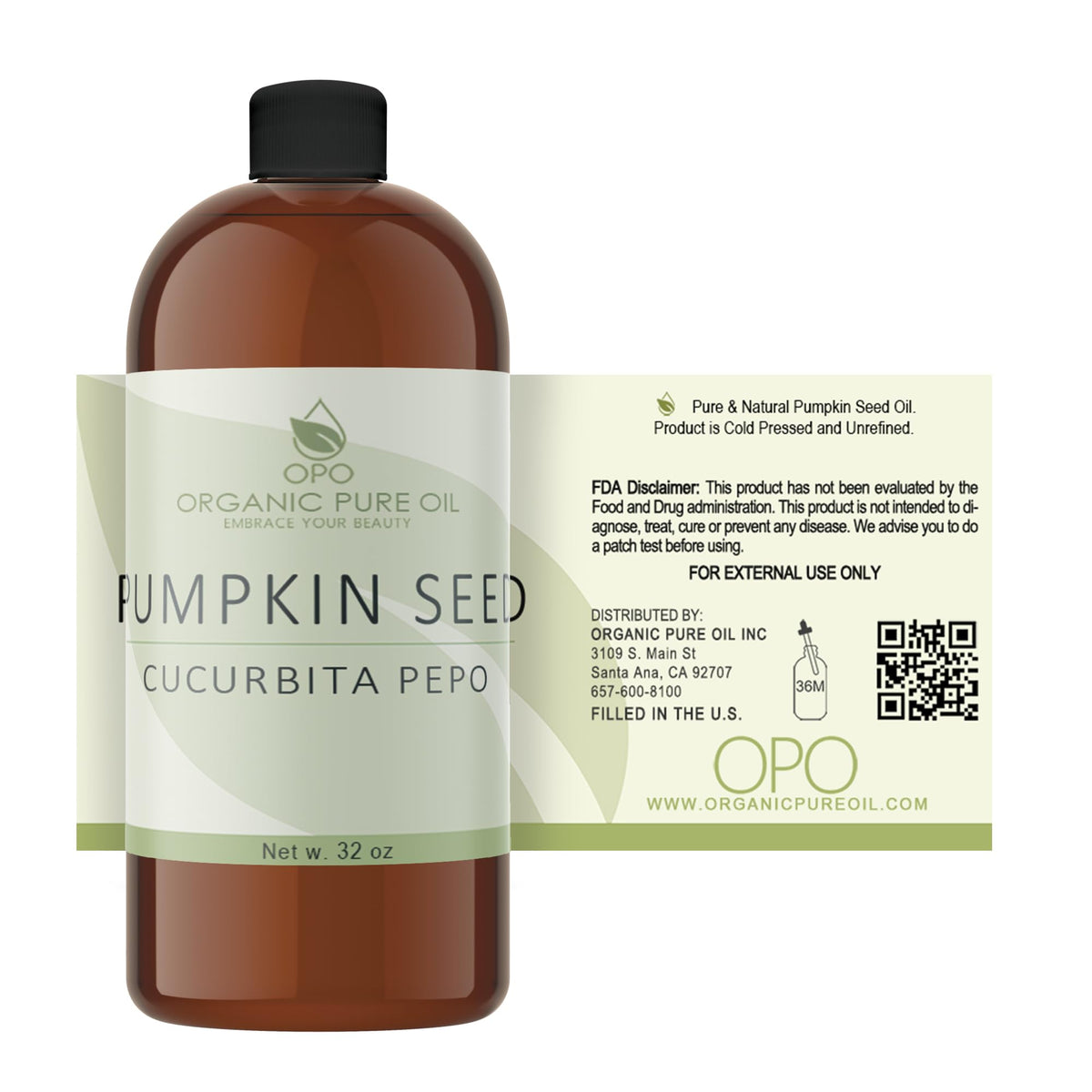 Pure Unrefined Non-GMO Pumpkin Seed Oil 32 oz K20405