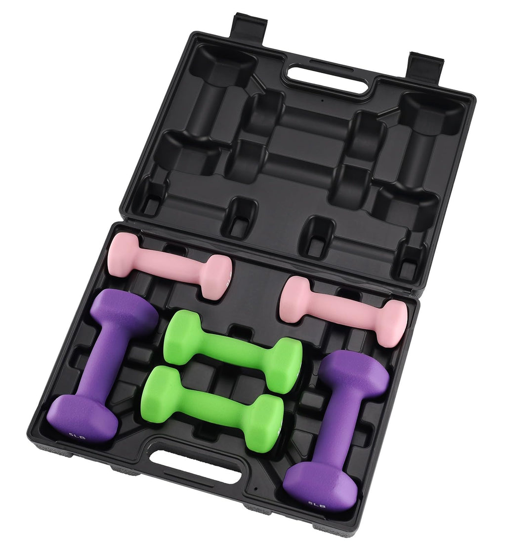 Neoprene Hex Dumbbell Set with Rack I496