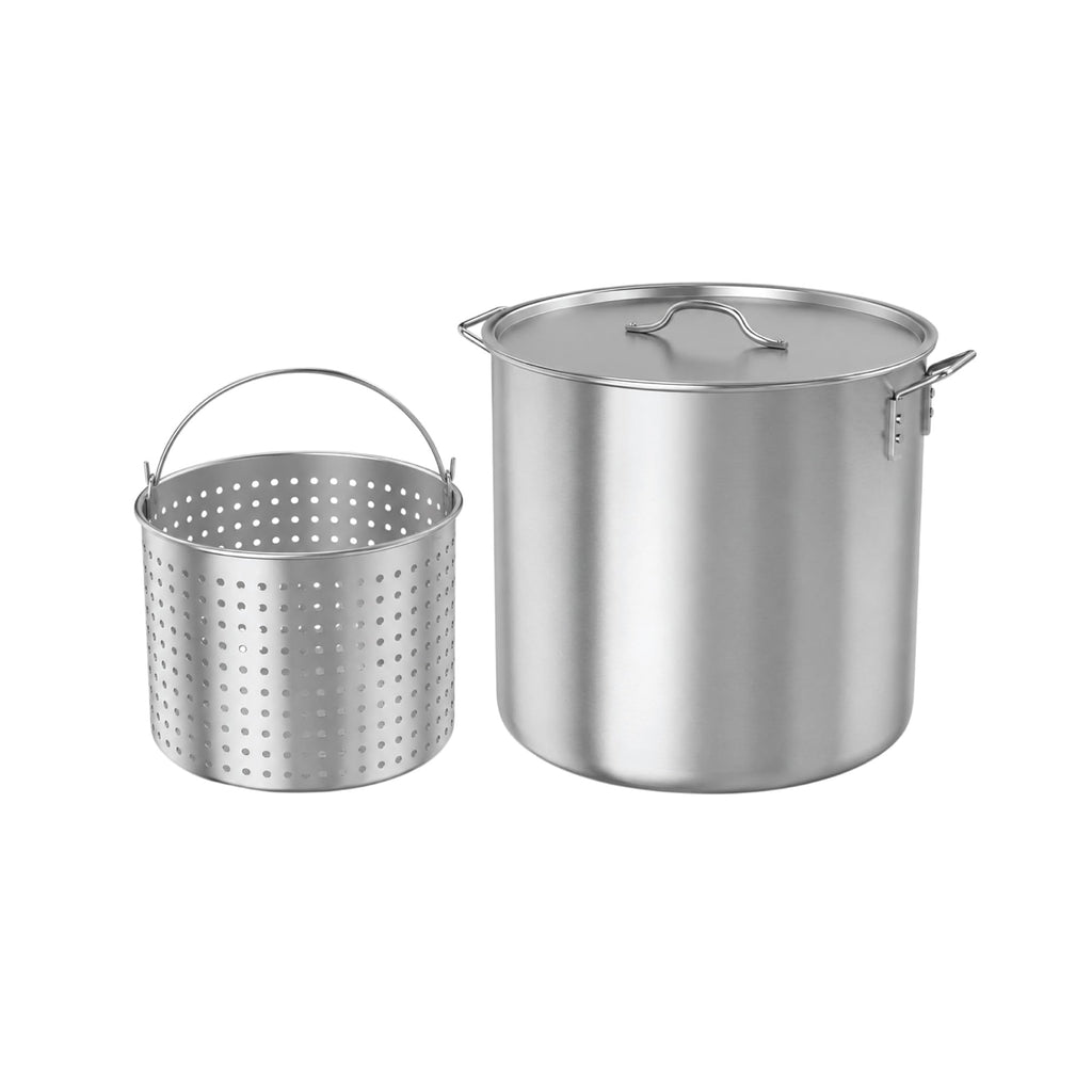 60Qt Aluminum Stock Pot with Strainer and Lid V32746
