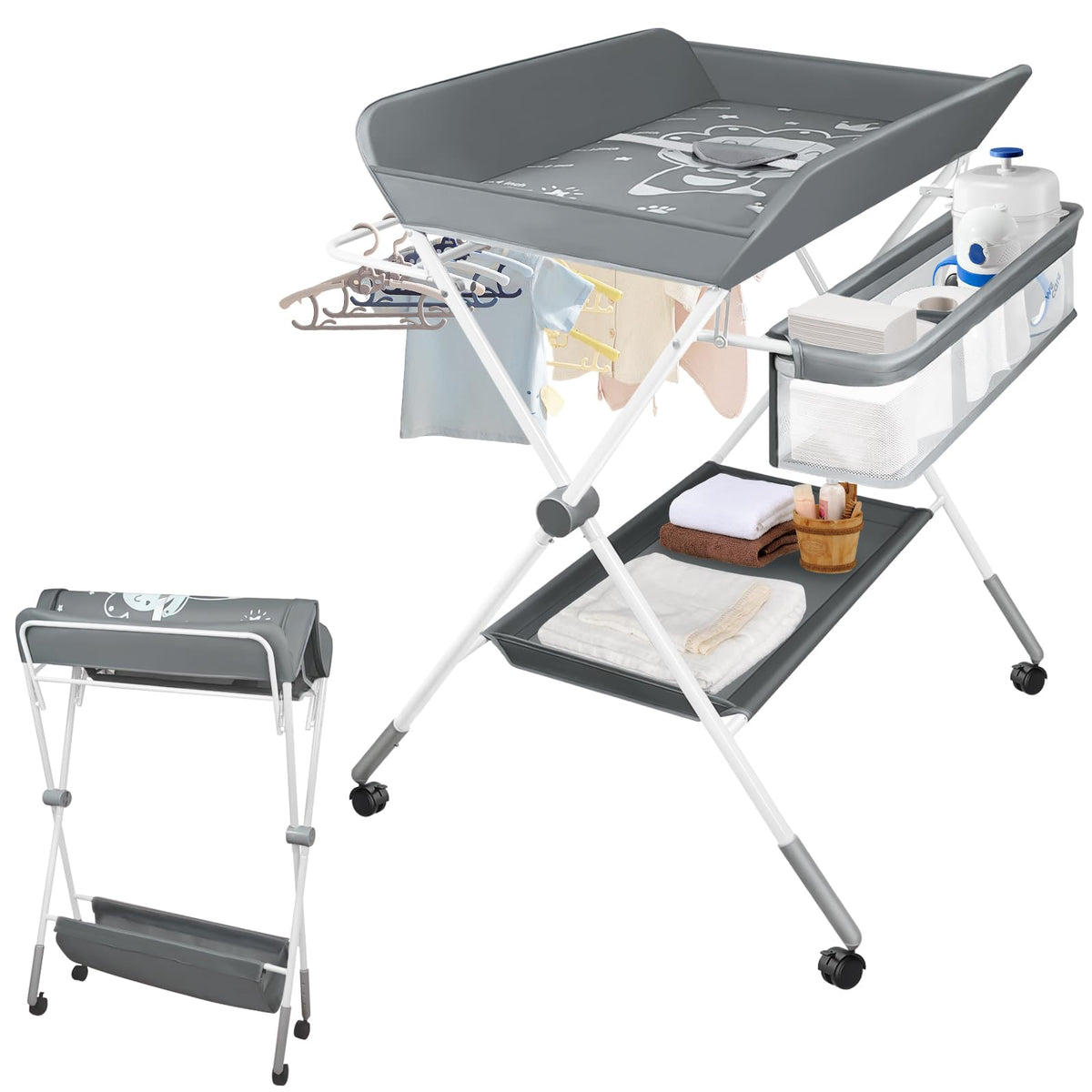 Portable Folding Baby Changing Table with Wheels C610298