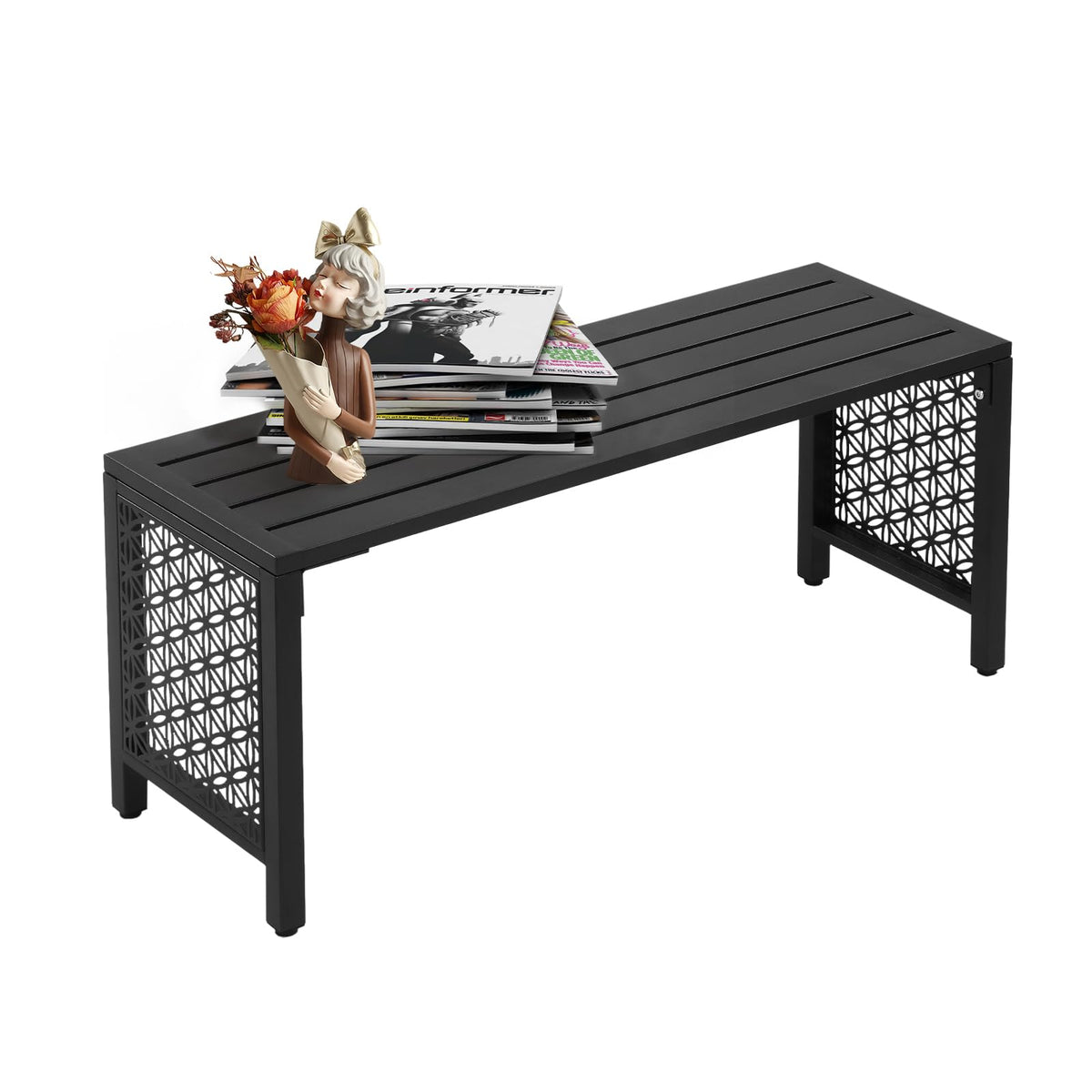Black Metal Outdoor Bench E23728