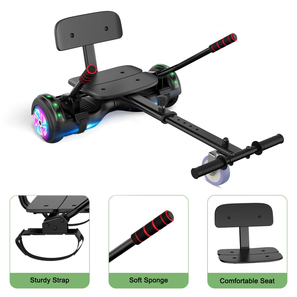 CBD Scooter with LED Lights, 6.5" Wheels, Dual 300W Motor R725