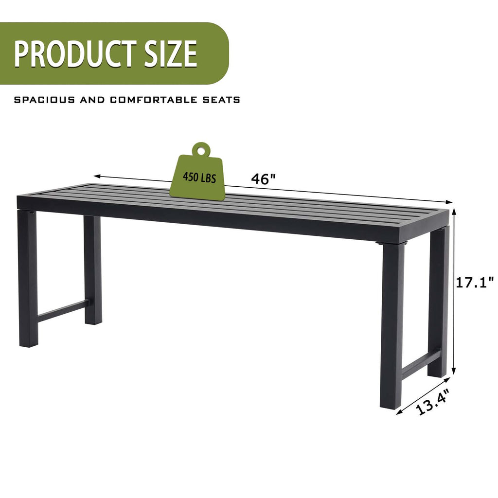 Black Metal Backless Outdoor Bench Q1235