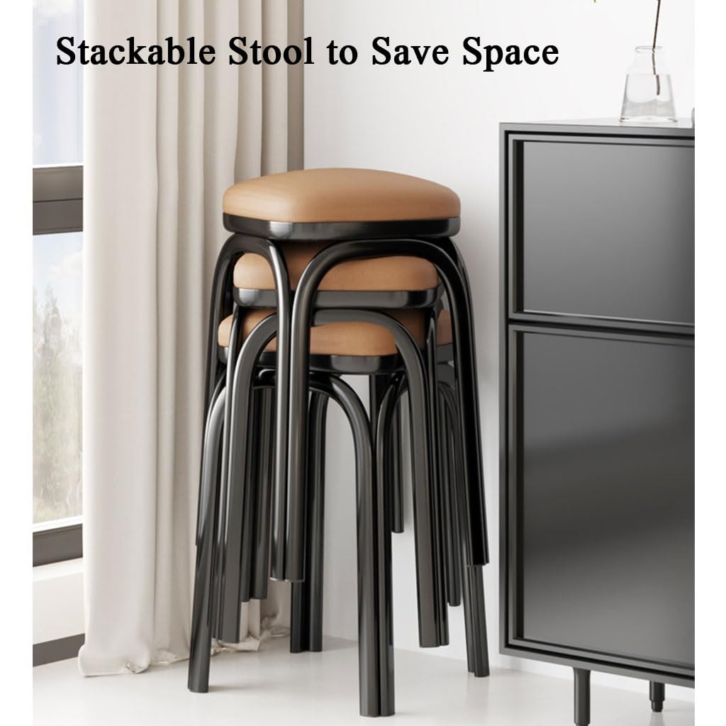 Light Grey Square Stacking Stools with Steel Legs J304318