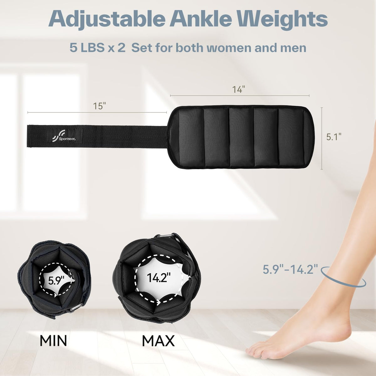 Adjustable Ankle Weights with Removable Weights J765