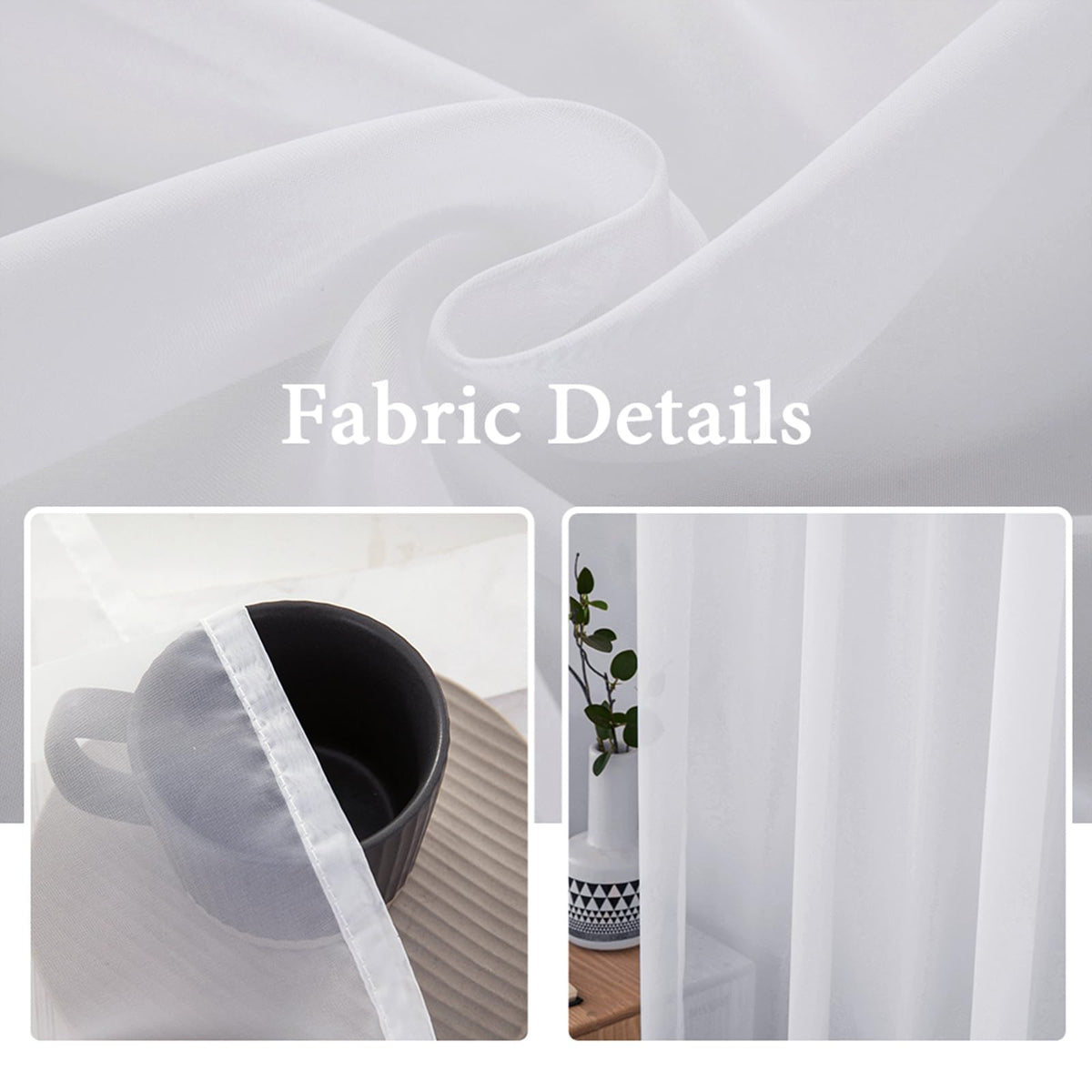 White 25 x 72 Inches Sidelight Sheer Curtains H252226
