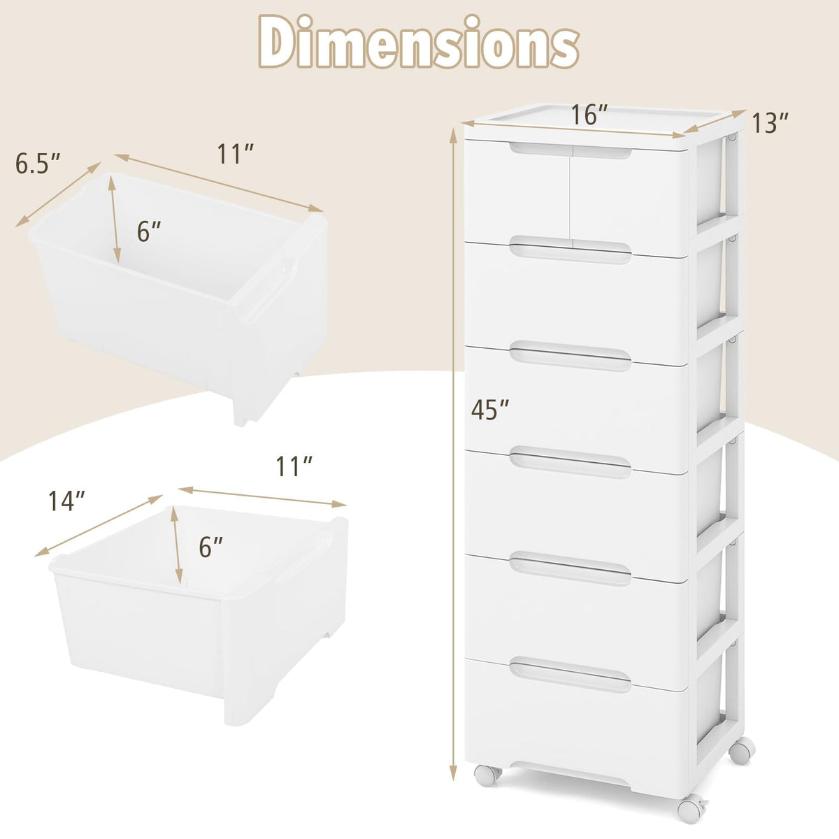 Storage Cabinet with 6 Plastic Drawers J7841