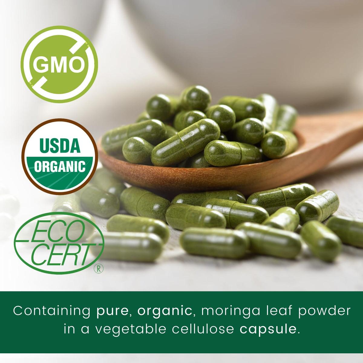 Organic Moringa Leaf Powder Vegan Capsules X145