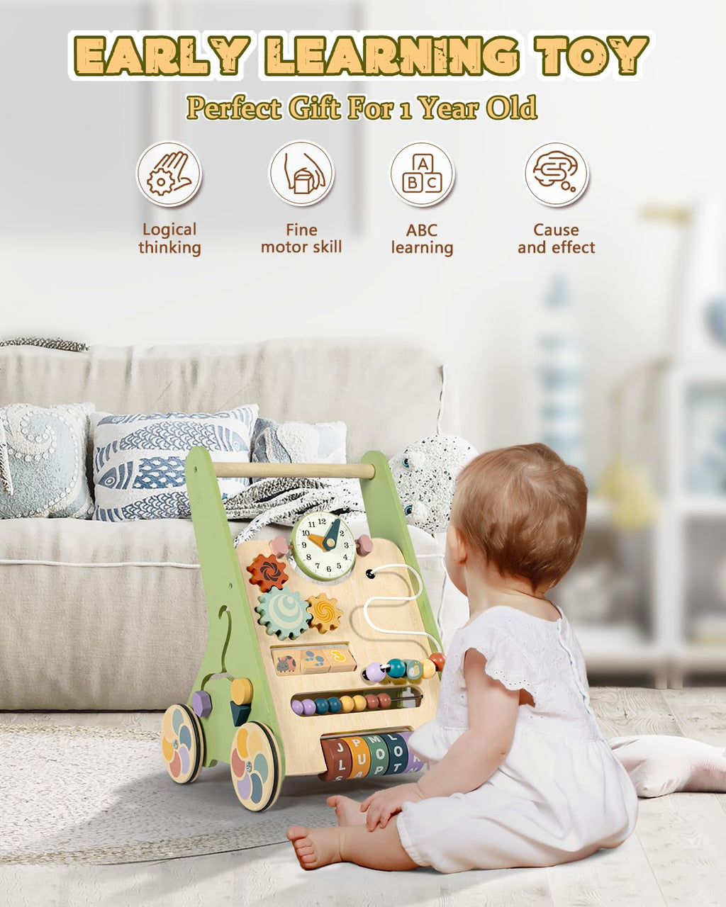 Wooden Push Walker with Wheels G777415