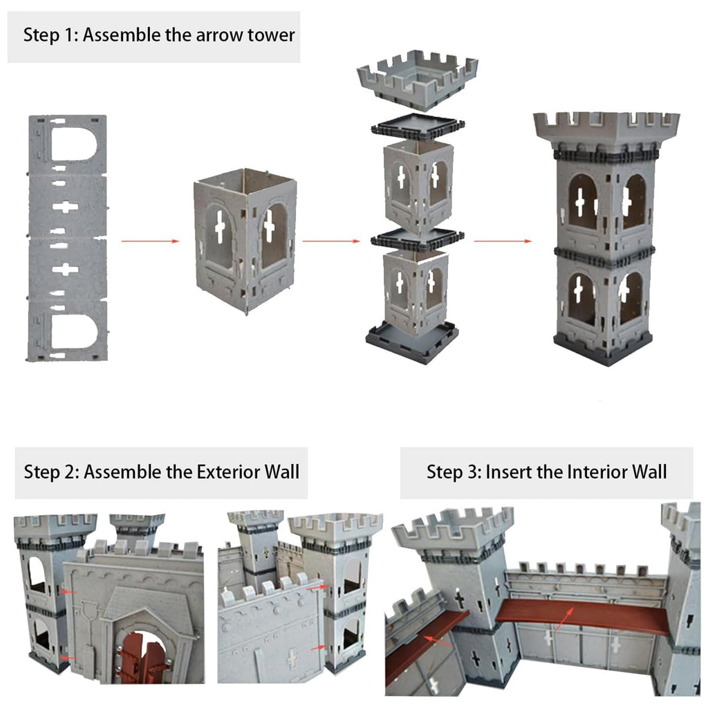 Medieval Castle Toy Building Set with Cavalry and Arrow Tower S5677