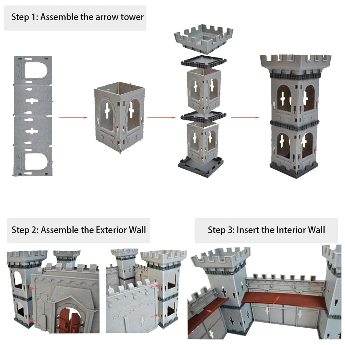 Medieval Castle Toy Building Set with Cavalry and Arrow Tower S5677