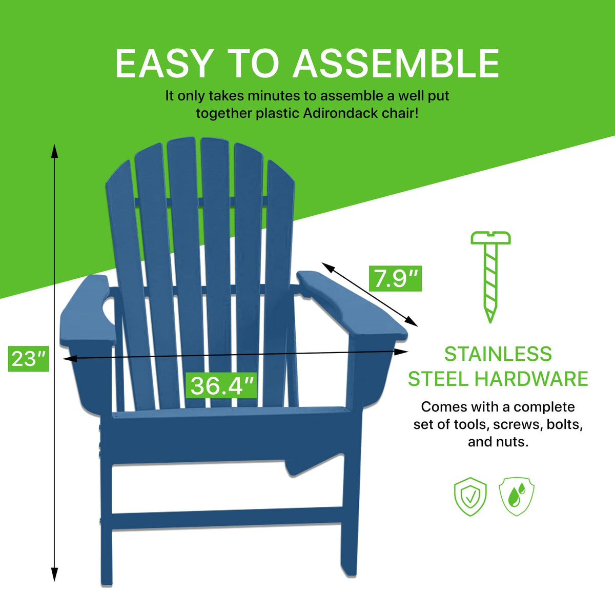 Plastic Weather Resistant Patio Adirondack Chair L248459