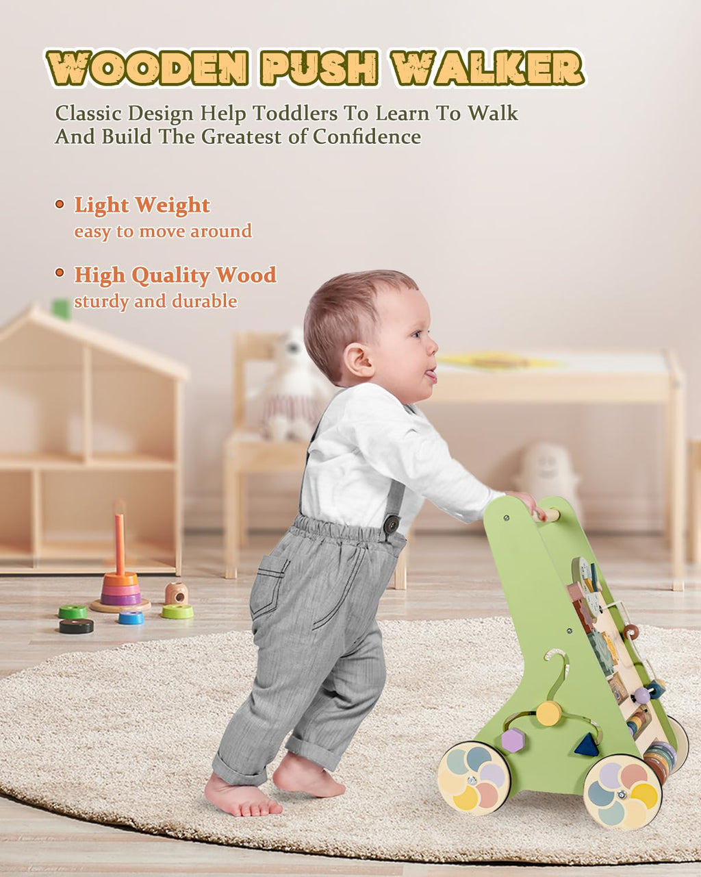 Wooden Push Walker with Wheels G777415