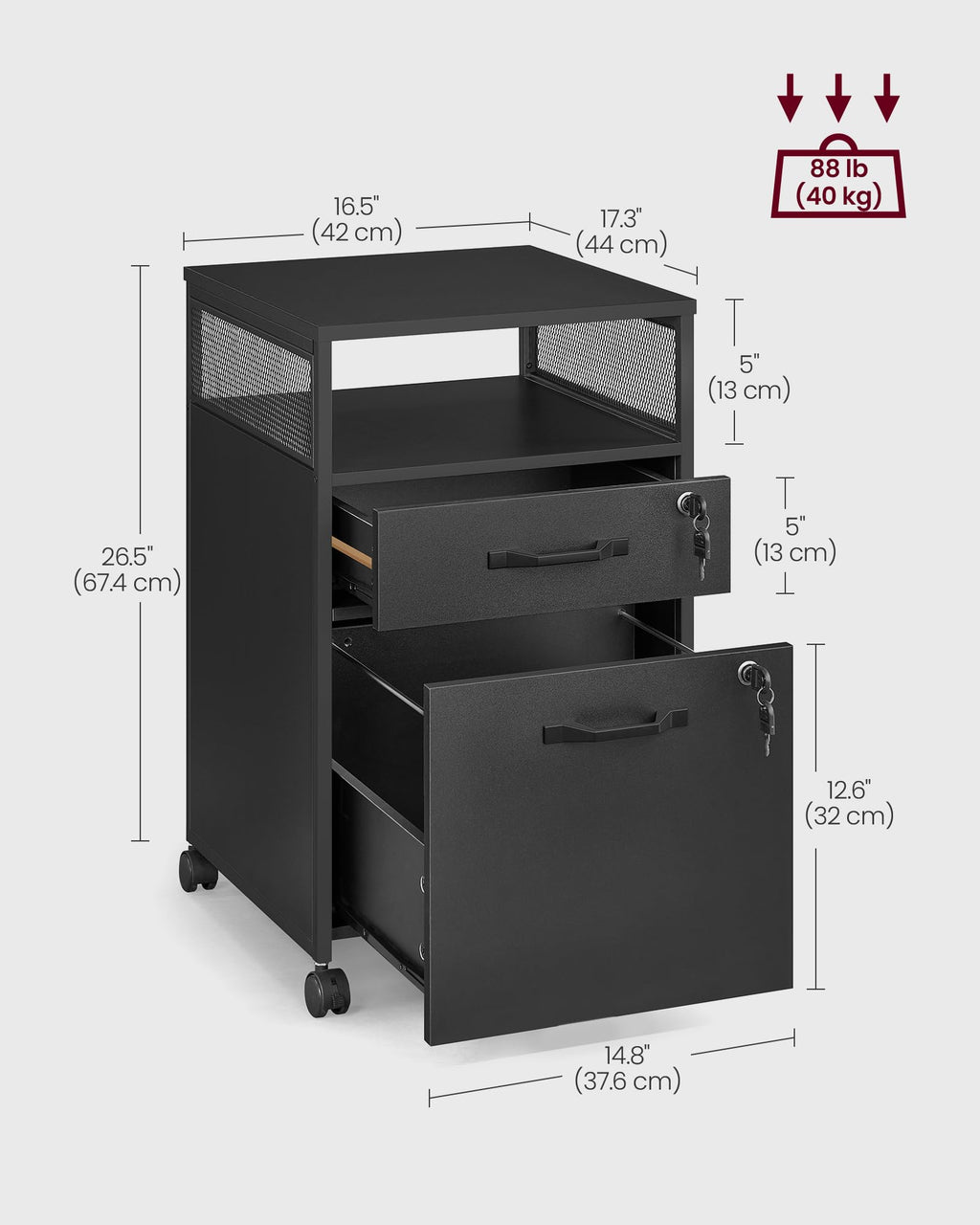 2 Drawer File Cabinet with Lock P9560