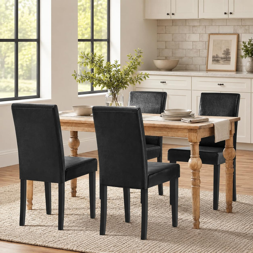 Dining Chairs Set of 4 Upholstered Black A890