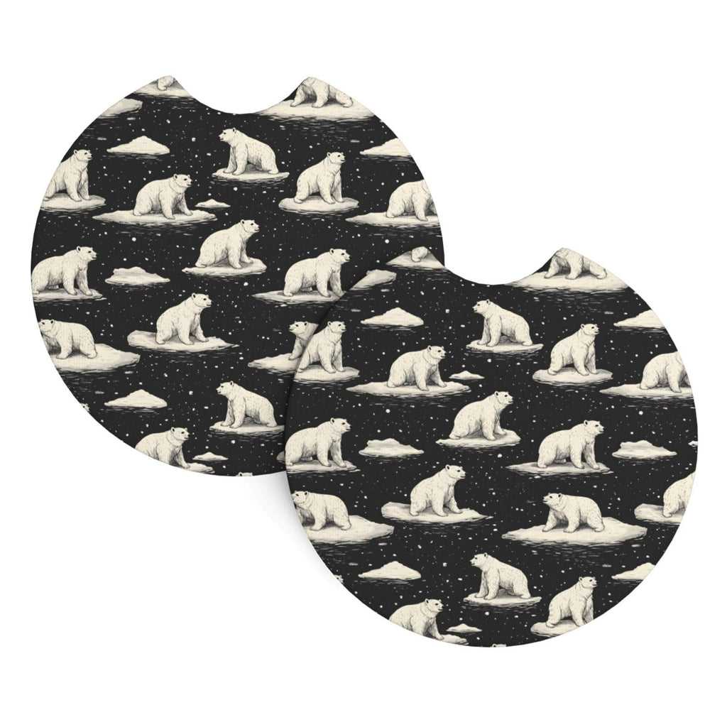 White Bear Print Car Cup Coasters Set of 2 M779167
