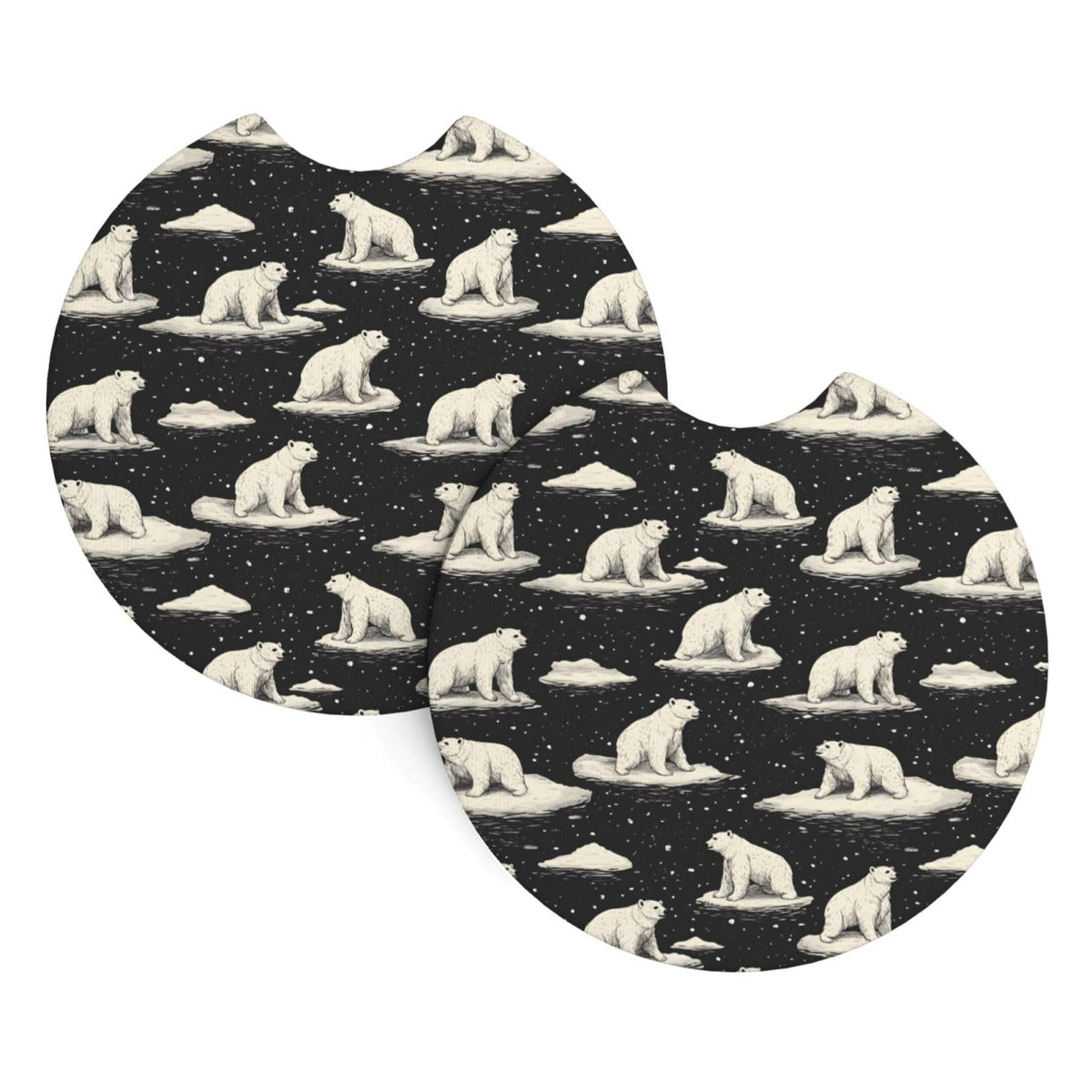 White Bear Print Car Cup Coasters Set of 2 M779167