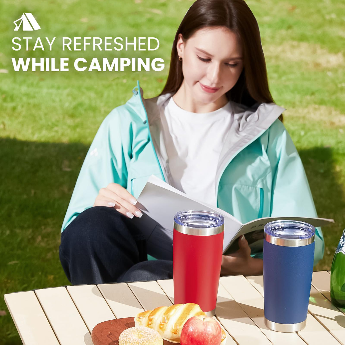 20oz Stainless Steel Insulated Tumbler with Lid and Straw I51829