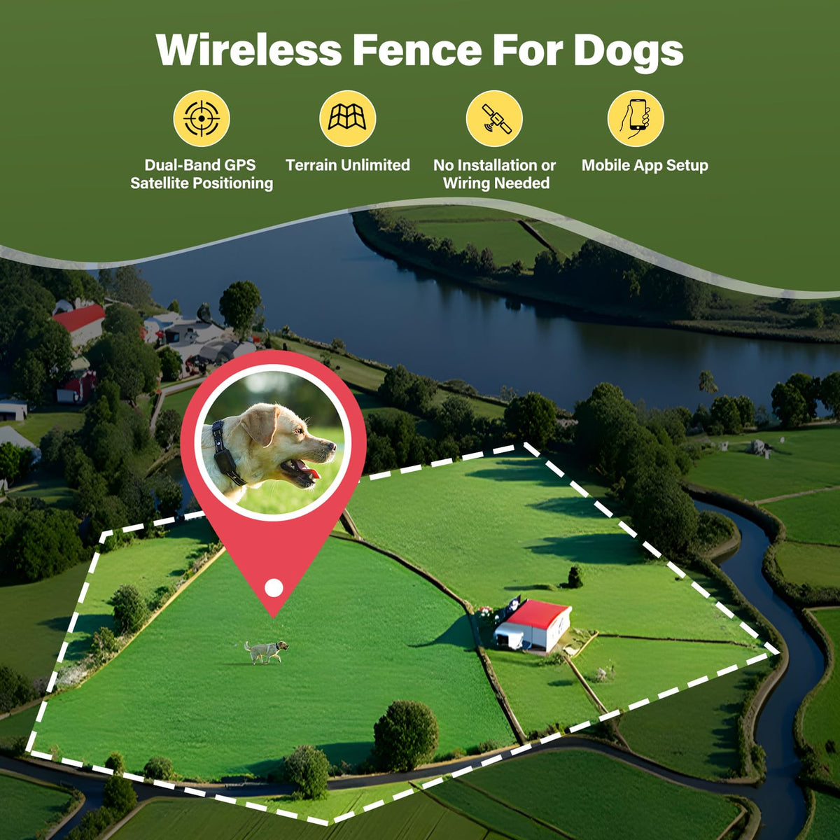 Wireless Dog Collar Fence System with Remote Training T462149
