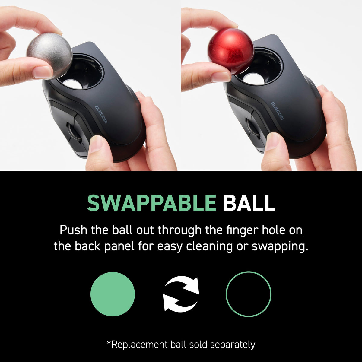 Wireless Trackball Mouse, Bluetooth and USB 2.4GHz, Silent Click, Compact F1066
