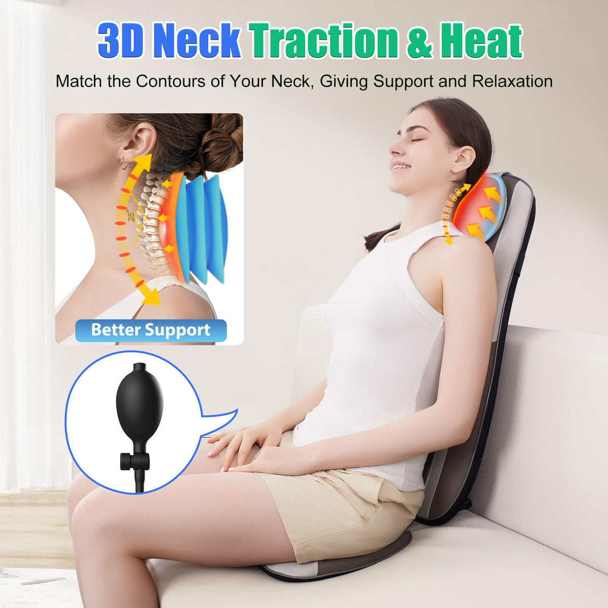 Shiatsu Back Massager with Heat, 2 Vibration Motors, PU Leather L653