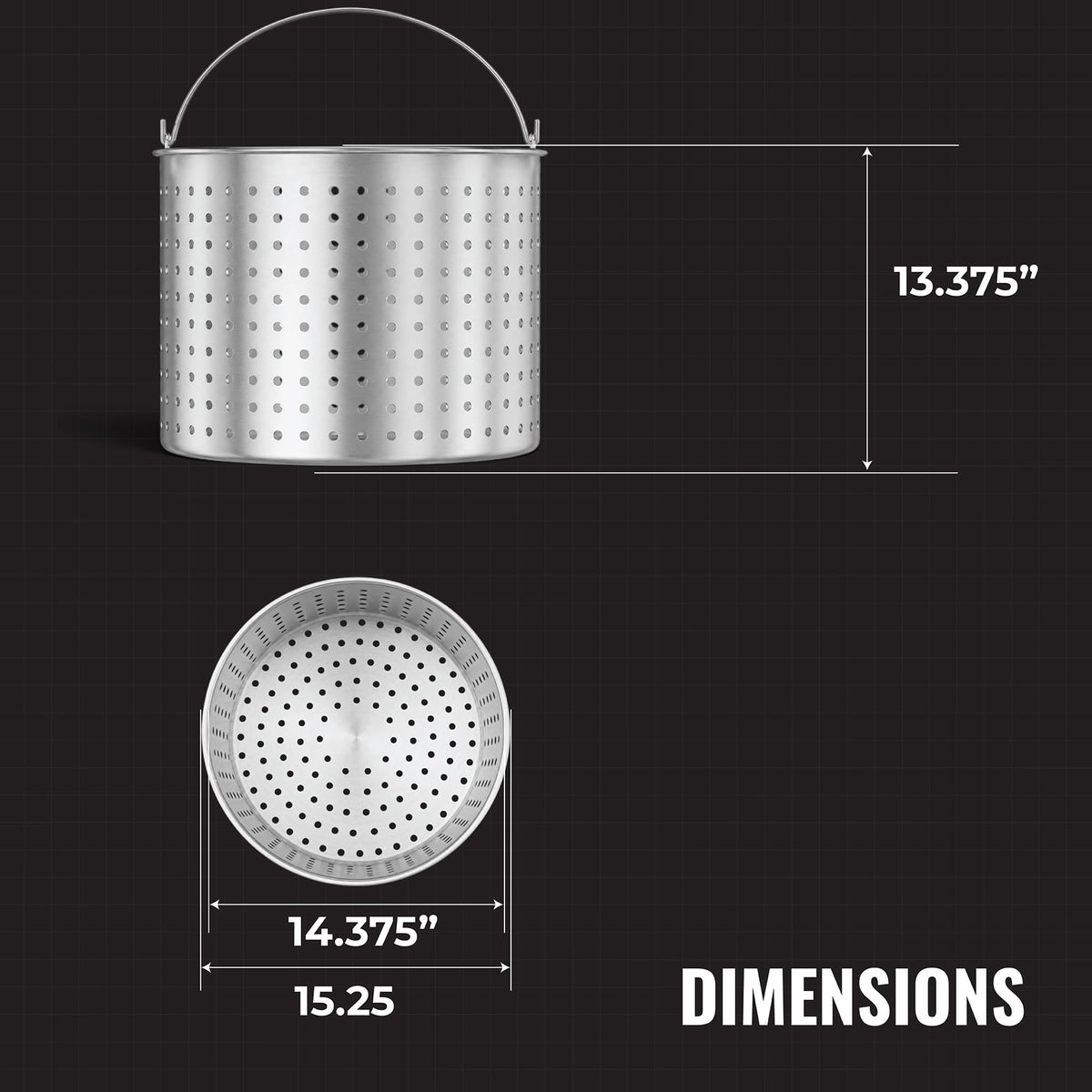 60Qt Aluminum Stock Pot with Strainer and Lid V32746