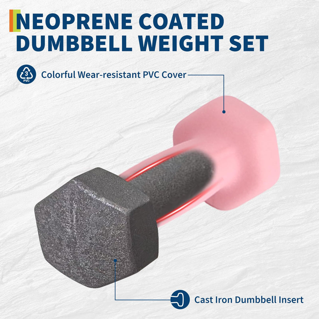 Neoprene Hex Dumbbell Set with Rack I496