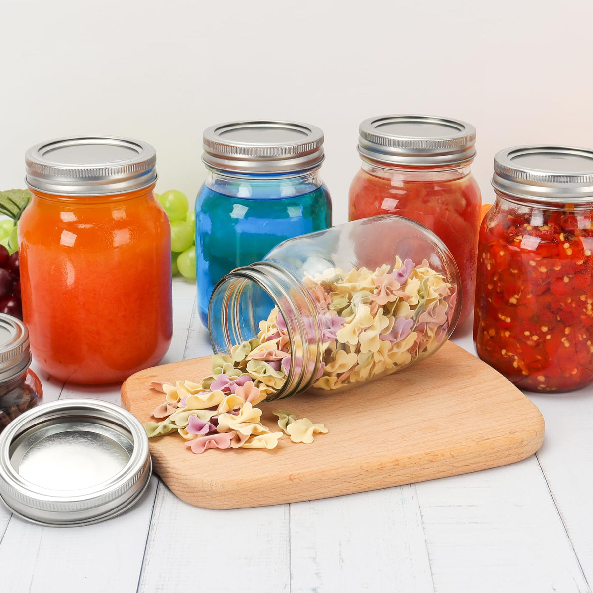 16 oz Clear Glass Mason Jars with Lids, 15 Pack F832