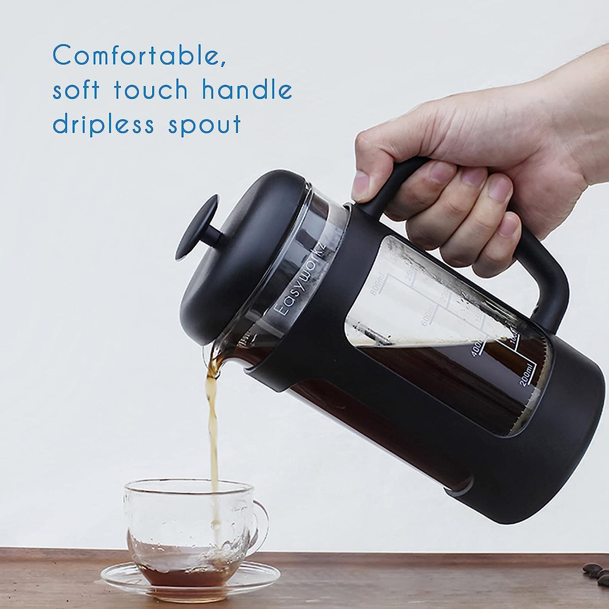 French Press 12 oz, Stainless Steel Espresso Cups 5 oz Set of 2 G805