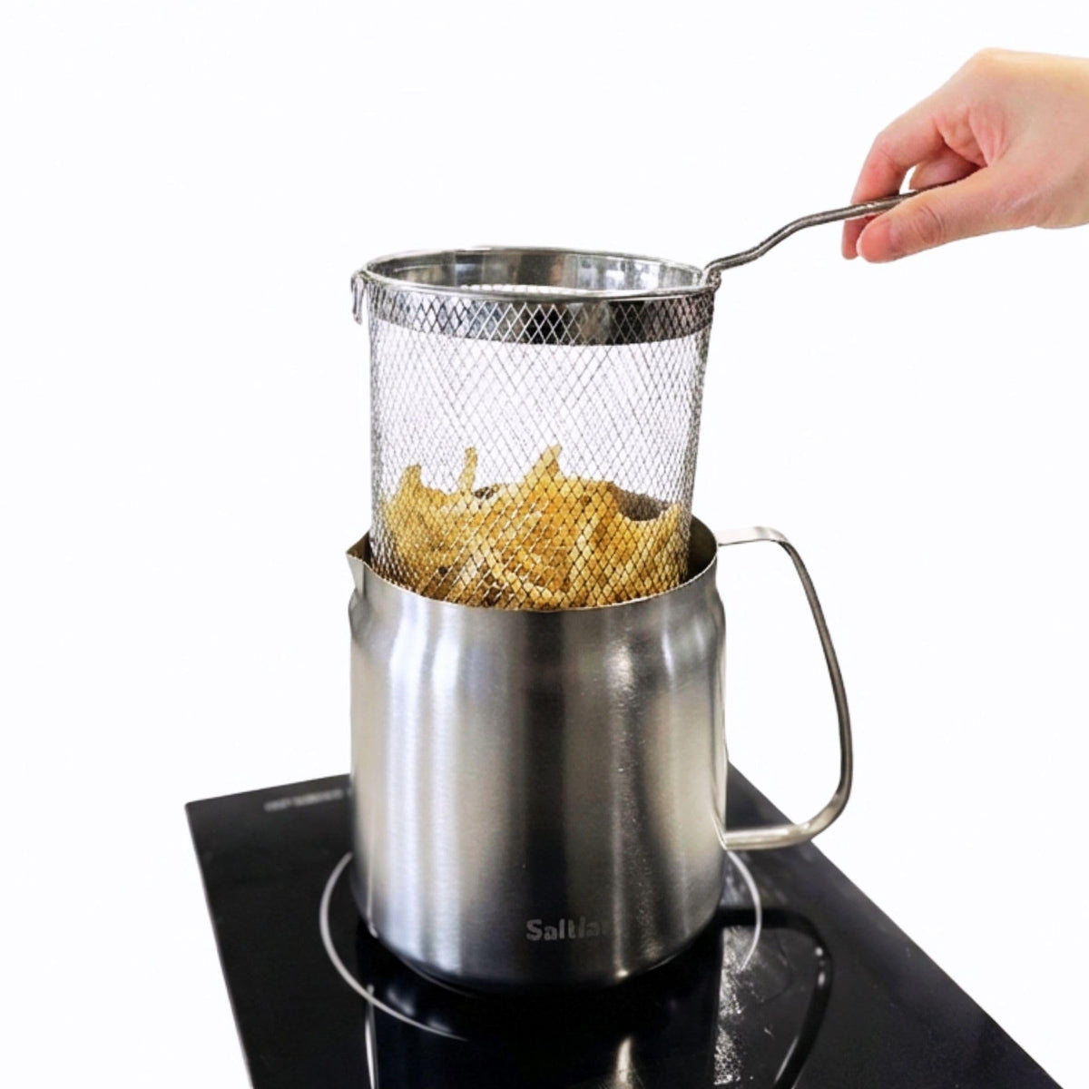 304 Stainless Steel Deep Fryer Pot with Basket and Oil Strainer, 3.5 L B9277